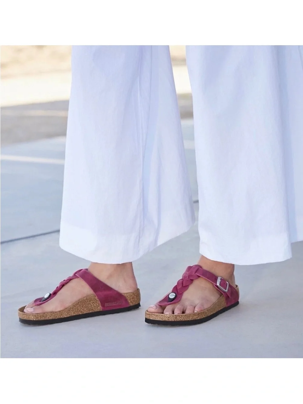 NWT! Birkenstock Gizeh Braided Oiled Leather Sandals Festival Fuchsia - 8.5 (39)